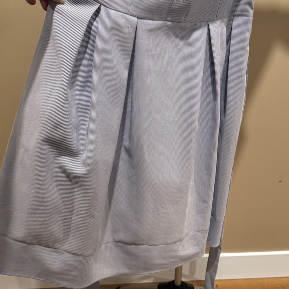 Seersucker Shirt Dress Blue Stripe Sleeveless Belted Preppy Coastal Summer Sz 6 - Picture 4 of 11